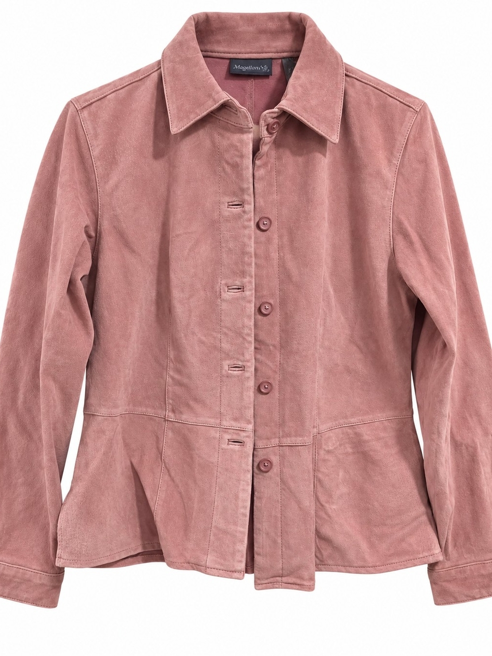 Magellan Outdoors Dusty Rose Leather Button-Front Jacket